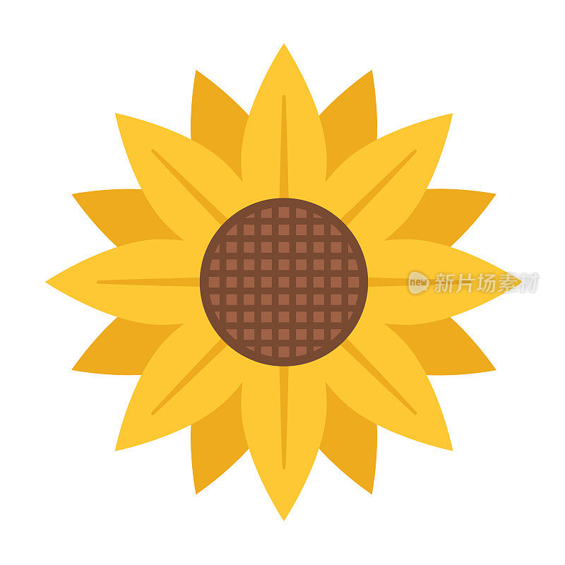 Cute Flower Icon In Flat Design - Sunflower